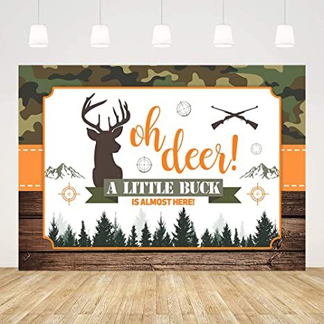 Oh Deer A Little Buck Is Almost Here, Oh Deer Baby Shower Boy, Deer Baby Shower Boy, Mountain Jungle, Jungle Photography, Deer Baby Showers, Deer Baby, Shower Backdrop, Adventure Baby