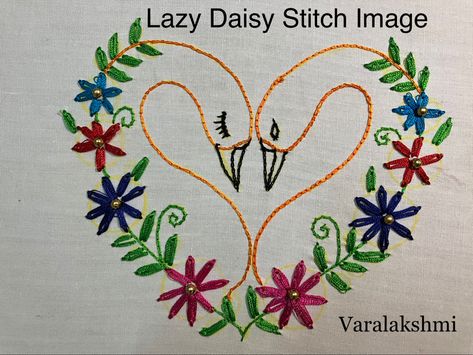 Lazy Daisy Aari Design, Lazy Daisy Embroidery Design, Aari Drawing, Pencil Drawings Of Flowers, Daisy Stitch, Flower Pattern Drawing, Free Kids Coloring Pages, Hand Work Design, Birds Embroidery Designs