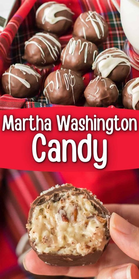 Martha Washington Candy Martha Washington Candies, Martha Washington Balls Recipes, Martha Washington Candy Recipe, Southern Christmas Candy Recipes, Christmas Candy Recipes Old Fashioned, Martha Washington Balls, Old Fashion Christmas Candy, Christmas Candy Recipes Homemade Easy, Old Fashioned Candy Recipes