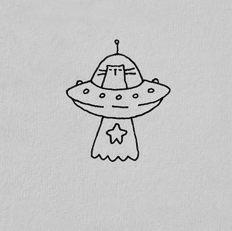 Space Cat Doodle, Flash Art Easy, Rockstar Cat Drawing, Simple Alien Drawings, Easy Alien Drawings, Cute Space Doodles, Saturn Doodle, Alien Tattoo Design, Saturn Drawing