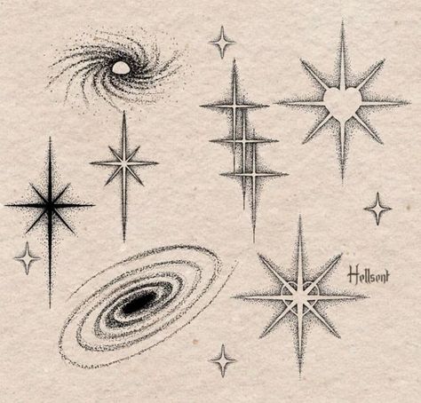 Small Astral Tattoos, Large Star Tattoo, Space Tattoo Stencil, Angular Tattoo, Mystic Tattoo Designs, Astral Tattoos, Star Filler Tattoos, Space Theme Tattoo, Star Tattoo Stencil