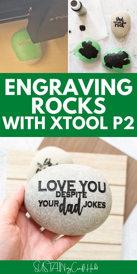 With the xTool P2 laser engraving machine, you can actually make your own engraved rocks at home! We'll show you how. Xtool Laser Engraving Ideas, Laser Engraving Ideas Projects Metal, Laser Engraving Svg Files Free, Xtool P2 Project Ideas, Xtool P2 Projects, Laser Engraving Ideas Projects, Dremel Engraver, Laser Engraving Ideas, Xtool Projects