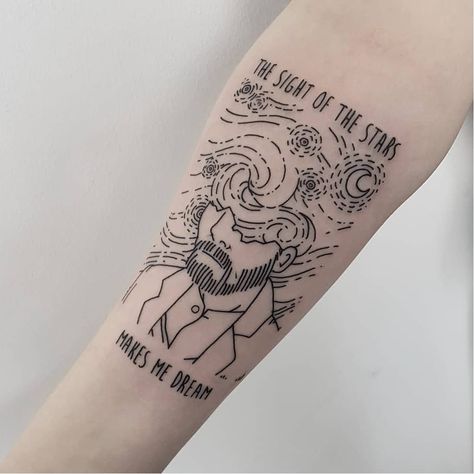 Van Gogh Tattoo, Diy Tattoo Permanent, Tattoo Diy, Tattoo Placements, Forearm Tattoo Design, Illustration Tattoo, Tattoos Geometric, Initial Tattoo, Inspiration Tattoos