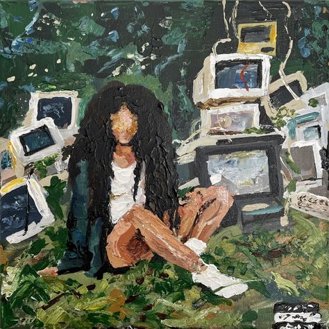 Mood Art Aesthetic, Sza Ctrl Painting, Album Artwork Cover Art Inspiration, Black Art Posters, Afrocentric Paintings, Ctrl Aesthetic, Art Inspo Painting, Painting Black Women, Album Cover Paintings