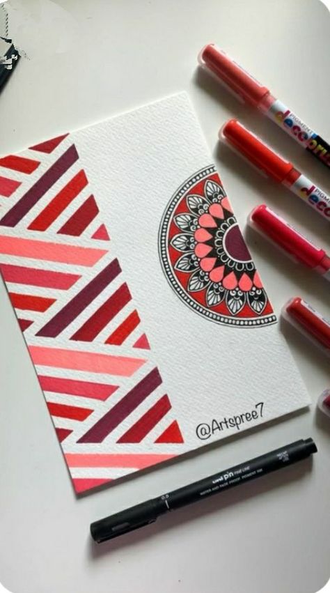 File Decoration, Brush Pen Art, Easy Mandala Drawing, Easy Mandala, Mandala Art Therapy, Simple Mandala, Mandala Art Lesson, Mandala Artwork, Abstract Art Painting Diy