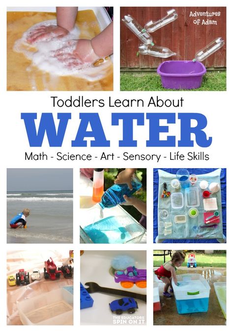 Water Lesson Plan for Toddlers: Art, Science, Math, Sensory, Life Skills and MORE!  Must read and do!!! Water Lesson Plans For Toddlers, Lesson Plan For Toddlers, Water Lessons, Water Unit, Sensory Science, Science For Toddlers, Toddler Curriculum, Toddler Lessons, Lesson Plans For Toddlers