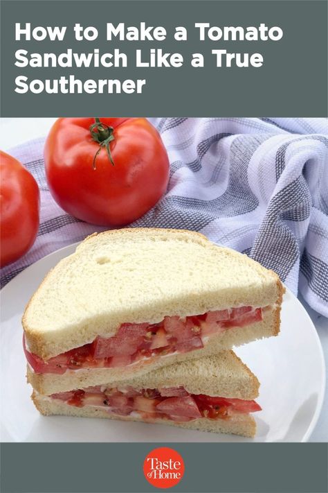 How to Make a Tomato Sandwich Like a True Southerner Tomato Sandwich Recipes, Tomato Season, Tomato Sandwich, Summer Meal, Tomato And Cheese, Juicy Tomatoes, Best Sandwich, Ripe Tomatoes, Classic Southern