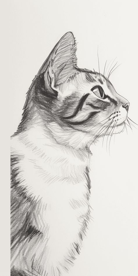 25 Realistic Cat Drawing Ideas and Tutorials for All Skill Levels - Brighter Craft Drawings Ideas With Pencil, What To Draw Realistic, Pencil Sketching Ideas Creative, Cat Drawings Realistic, Drawings Of Cats Sketch, Drawing Cat Ideas, Art Sketches Pencil Ideas, Cat Back Drawing, Drawing With Pencil Ideas