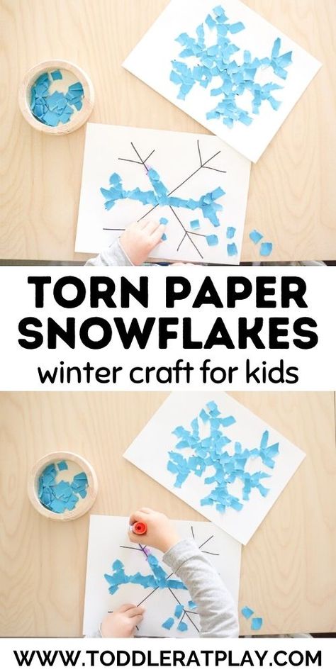 Snow And Ice Theme Preschool Winter Craft, Winter Weather Crafts For Preschoolers, Snowflake For Preschool, Snowflakes Toddler Craft, Toddler Arts And Crafts Winter, January Craft Preschool, Kindergarten Crafts Winter, Preschool Winter Decorations, Easy Kid Winter Crafts