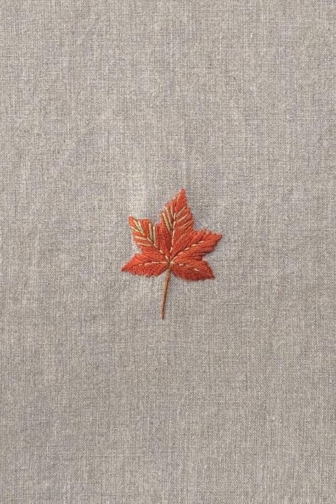 Handmade Embroidery "Maple Leaf (4.4x6.1cm)" Add a personal touch to your item with our "Maple Leaf (4.4x6.1cm)" embroidery. We can embroider your loved one's name or any word(s) of your choosing! To get started, please count the number of symbols (letters, numbers, or special characters) in your word(s), and select the corresponding amount in the "Symbols" dropdown, before following the instructions below. Choose this embroidery for any item of our shop: 1. Add any item you would like to get wi Maple Leaf Embroidery Design, Oak Leaf Embroidery, Autumn Leaf Embroidery, Fall Leaf Embroidery, Maple Embroidery, Tiny Embroidery Ideas, Autumn Leaves Embroidery, Maple Leaf Embroidery, Embroidery Leaves