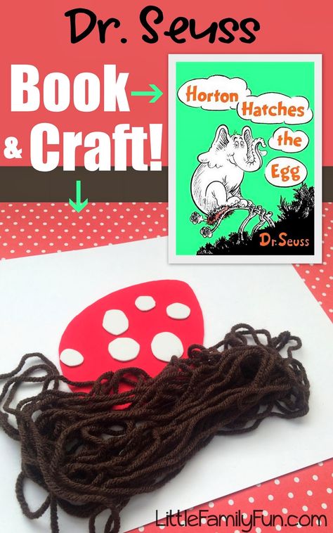 Fun Dr. Seuss craft to go with the book- Horton Hatches the Egg! Great idea! Dr Seuss Preschool Theme, Seuss Snacks, Dr Seuss Craft, Dr Seuss Snacks, Dr. Seuss Crafts, Book And Craft, Horton Hatches The Egg, Dr Seuss Preschool, Dr. Seuss Book