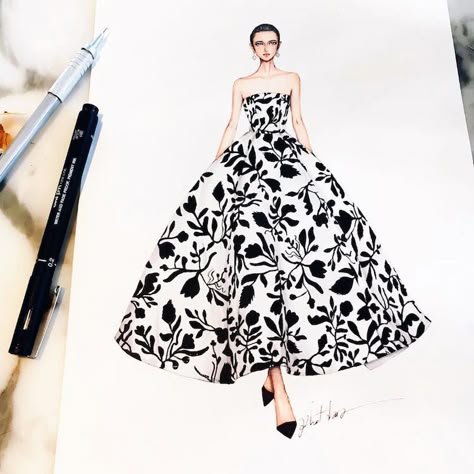 Eris Tran Gown Designs Dress Prints, Dress Illustration, Dress Design Drawing, Fashion Illustration Sketches Dresses, Fashion Design Sketchbook, Fashion Sketches Dresses, Sketches Dresses, Fashion Drawing Dresses, Fashion Sketchbook