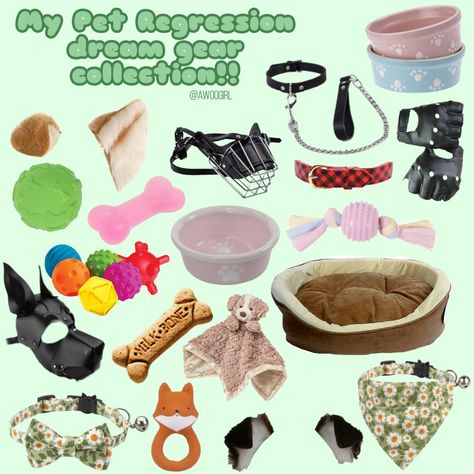 Hii! Not too long ago I stumbled across the pet regression topic, and found out that this is my dream activity! So long story short, here's the example of different pet gear that I think would help me regress! Pup Play Gear, Puppy Play Gear, Pet Regressor Kitten, Bunny Regression, Pup Regressor, Puppy Play Aesthetic, Pet Regressor Puppy, Pet Regre, Pup Play Aesthetic