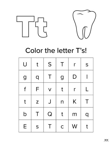 Choose from 50 FREE letter "t" worksheets perfect for your young learner. Worksheets include tracing, coloring, upper and lowercase, and more! Letter T Worksheets For Kindergarten, T Worksheet, T Is For Worksheet, Letter T Coloring Page, Letter Tt Worksheet, Letter D Worksheet, Beginning Sounds Worksheets, Personal Pronouns, Beginning Sound