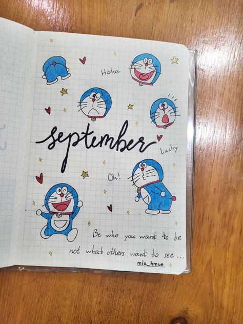 #doraemon #bujocover #bulletjournaling #bujo #september #2022 Doraemon Cute Drawing, Doraemon Journal, Cute Doraemon Drawing, Doraemon Doodle, Doraemon Aesthetic, Doraemon Drawing, Diary Drawing, Bujo Cover, Aesthetic Drawings