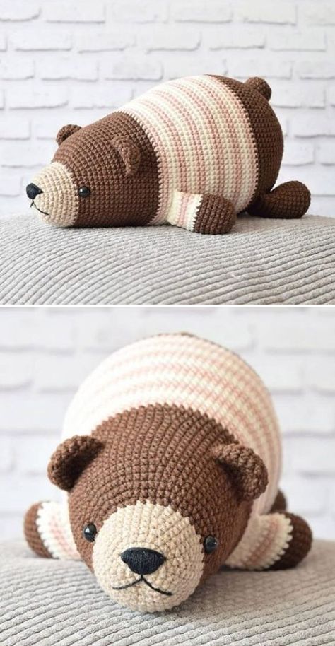 Sleepy Bear, Confection Au Crochet, Pola Amigurumi, Crochet Amigurumi Free, Haken Baby, Crochet Teddy, Crochet Animal Patterns, Crochet Diy, Crochet Bear