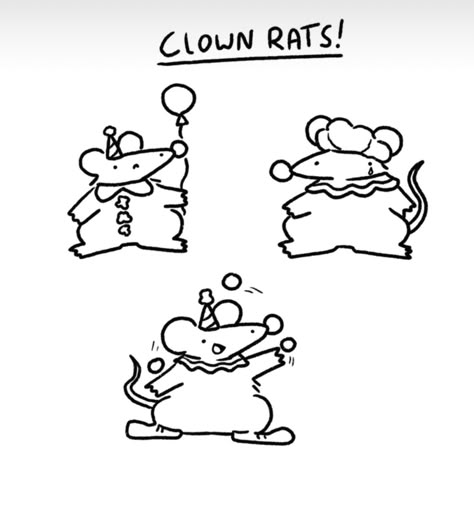 Mini Clown Drawing, Silly Rat Doodles, Goofy Things To Draw, How To Draw A Clown, Cursed Sketches, Weird Doodles Funny, Goofy Drawing Easy, Funny Little Drawings, Cute Rats Drawing