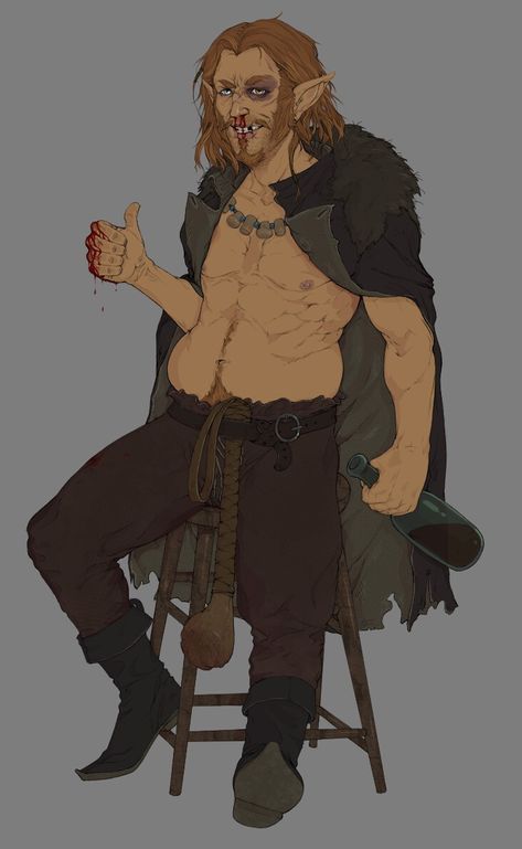 ArtStation - DnD Character | Eustace V'raille, Croque Monsieur Dnd Injured Character Art, Drunken Monk Dnd, Hillbilly Character Design, Ugly Dnd Character, Dnd Thug, Dnd Male Character Art, High Elves Dnd, Dnd Npc Art, Court Of Shadows