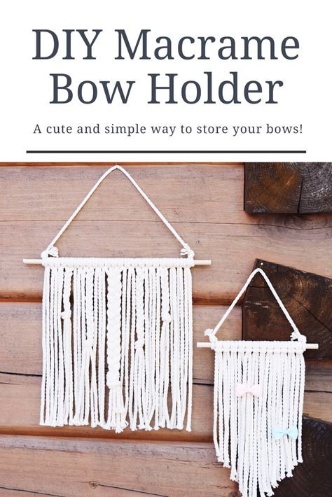 DIY Macrame | Easy Craft | Macrame for Beginners | Hair Bow | Home Organization | DIY Home Decor | Wall Hanging | Cotton Cord Crafts | Diy Clip Bow Holder, Macrame Bow Holder Diy, Macrame Hair Bow Holder, Bow Holder Diy, Macrame Bow Holder, Macrame Bow, Macrame Easy, Cord Crafts, Diy Hair Bow Holder