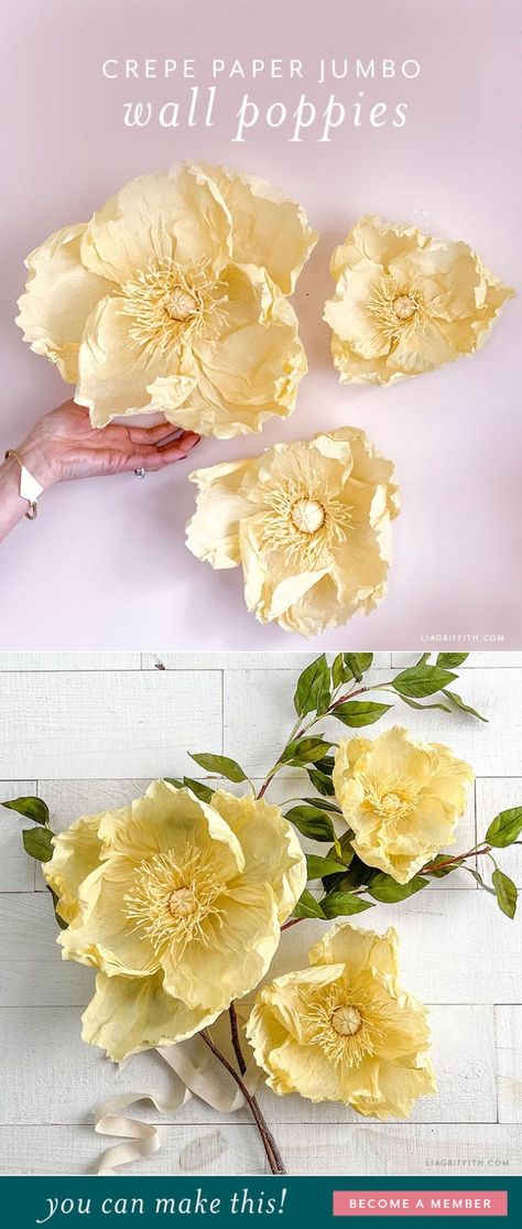 Anthropologie Paper Flowers, Crepe Paper Poppies Diy, Easter Paper Flowers Diy, Crepe Paper Flowers Wedding Decoration, Crepe Paper Flower Decorations, Crepe Paper Flower Centerpieces, Paper Flower On Wall, Crepe Paper Wedding Decorations, Paper Flower Wedding Arch