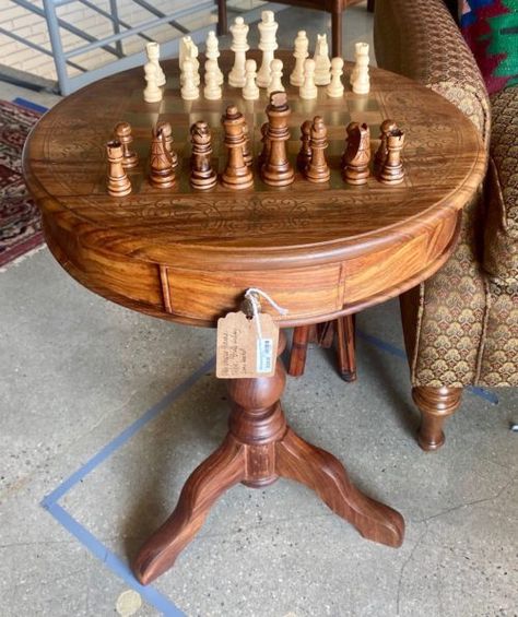 Chess Tables In Living Room, Modern Chess Board Table, Wood Chess Table, Chess Table Design, Side Table For Chess, Chess Board Table, Glass Chess, Chess Table, Brass Inlay