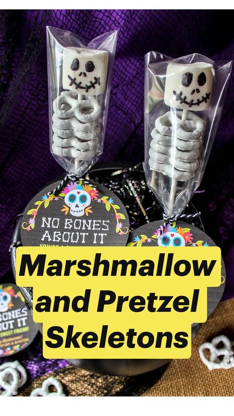 Marshmallow and Pretzel Skeletons | Halloween treats, Halloween party kids, Halloween food for party Den Mrtvých, Skeletons Halloween, Treats Halloween, Desserts Ideas, Image Halloween, Halloween Food Treats, Easter Desserts, Oktoberfest Party, Halloween Goodies