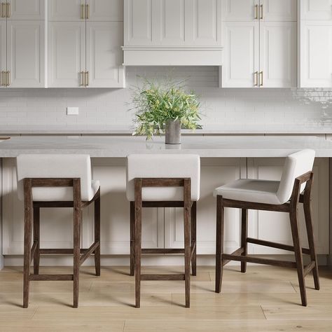 Kitchen Island Stools, Chairs For Kitchen Island, Bar Stool With Back, Chairs For Kitchen, Stool With Back, Island Stools, Wooden Counter, Bar Stools With Backs, Stools With Backs