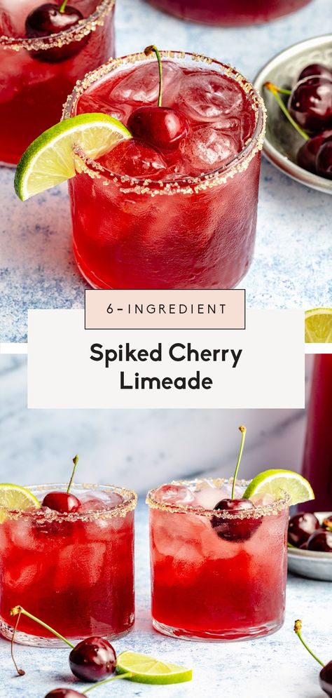 Spiked Cherry Limeade, Cherry Limeade Cocktail, Limeade Cocktail, Cherry Limeade Recipe, Bartending Drinks, Cocktail With Vodka, Limeade Recipe, Cherry Drink, Tart Cherry Juice