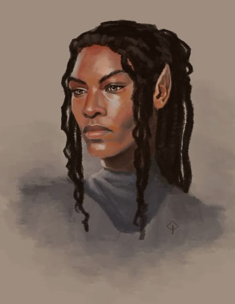 Dusk Elf, Ebony Skin, Dark Elves, Portrait Study, Character Portrait, Fantasy Portraits, Fantasy Races, I Need More, Dungeons And Dragons Characters