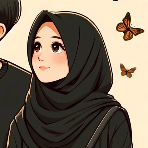 Couple Dp Half And Half Aesthetic, Spy X Family Couple Dp, Same Couple Dp Cartoon, Same Dpz For Couples Cartoon, Islamic Couple Dp Cartoon, Couple Dp Ghibli, Anime Muslim, Islamic Cartoon, Muslimah Aesthetic