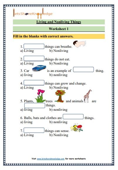 Science Work Sheets For Grade 1, Living Or Nonliving Worksheet, Science Lesson For Grade 1, Science For Class 1, Grade One Science Worksheets, Living And Nonliving Things Activities, Living And Non Living Things Worksheets Grade 3, Science For Grade 1 Worksheets, Living Things And Non Living Things Worksheet For Grade 1