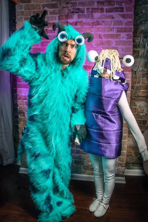 Mike Sully Boo Costume, Couple Halloween Costumes Boo And Sully, Mike And Sully Costume Best Friends, Mike Sully And Boo Costumes Diy, Boo And Sully Costume Couple, Cute Mike And Sully Costumes, Sully Halloween Costume, Sully And Boo Costume, Boo Halloween Costume