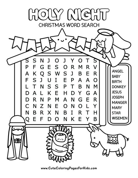 Religious Christmas Word Search - Cute Coloring Pages For Kids Christmas Sheets For Kids, Christmas Wordsearch Free Printable, Christian Worksheets For Kids, Christmas Bible Activities For Kids, Meaning Of Christmas For Kids, Christmas Homeschool Printables, Christmas Activity Pages For Kids, Christmas Activity Sheets Free Printable, Jesus Christmas Coloring Pages