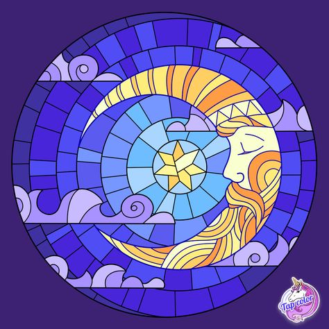 Planet Stained Glass Patterns, Stained Glass Galaxy, Glass Painting Designs, Glass Window Art, زجاج ملون, Arte Sketchbook, Stained Glass Patterns, Stained Glass Window, Moon And Stars