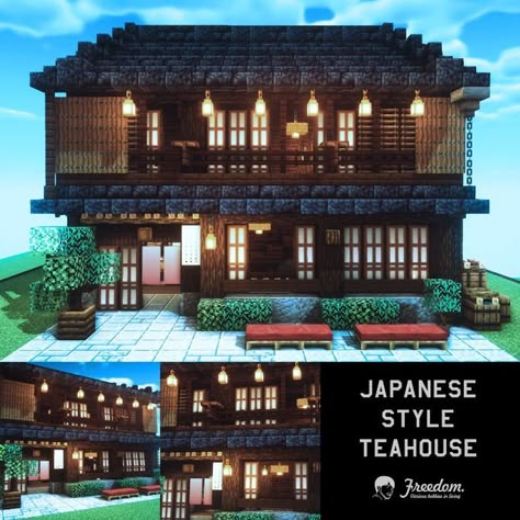 Minecraft Japanese Style, Architecture In Japan, Minecraft Japanese House, Minecraft Base, Minecraft Japanese, House Tutorial, Minecraft Structures, Japanese Village, Minecraft Interior Design