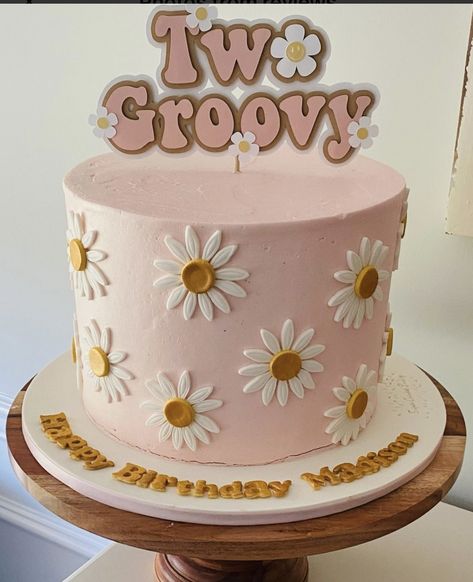 Two Groovy Birthday Party Cake, Two Groovy Birthday Cake, Two Groovy Cake, Hippie Cake, Hippie Birthday Party, 60s Theme, Moms 60th, Groovy Party, Boho Cake