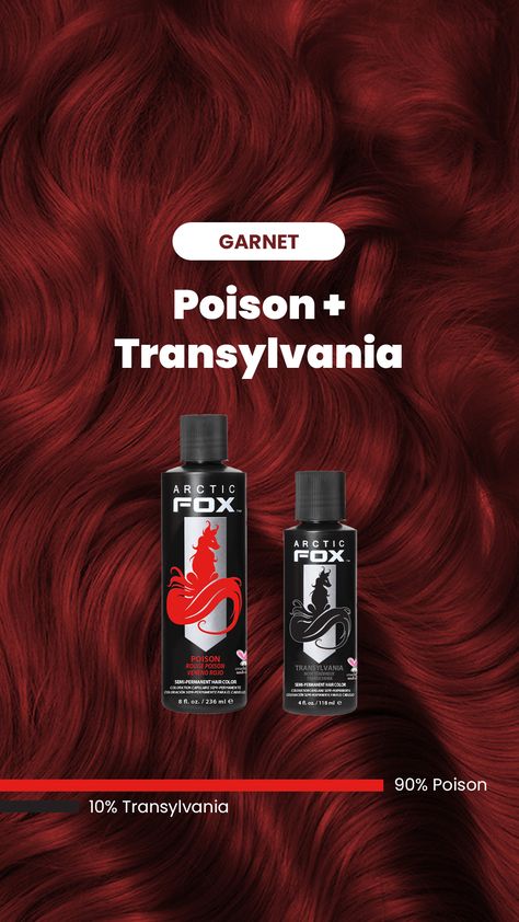 hair color, hair, color mixing, red hair, cabello, hair dye, color, hair ideas, hairstyles Artic Fox Mixed Colors, Artic Fox Hair Dye Mixes, Mullet Styling, Arctic Fox Poison, Deep Red Hair Color, Boxed Hair Color, Fox Hair Dye, Arctic Fox Hair Dye, Manic Panic Hair