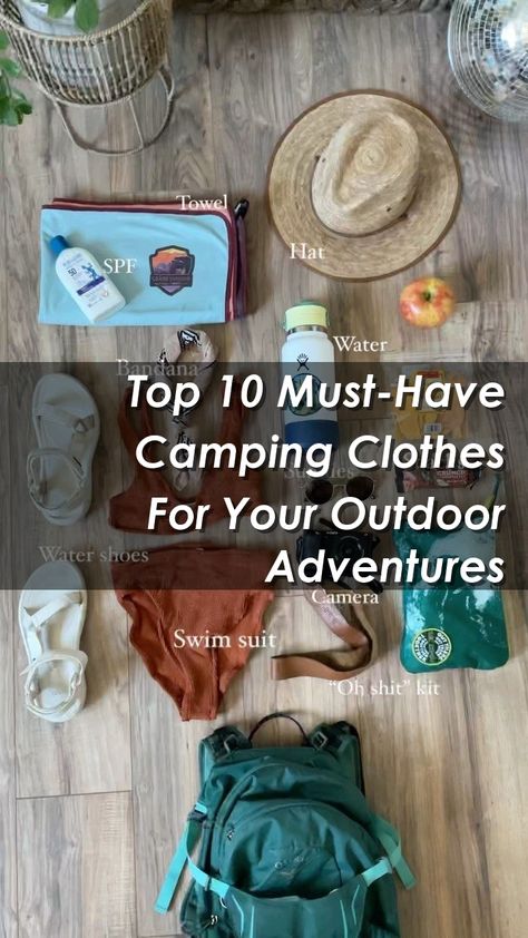 Discover the top 10 must-have camping clothes for your outdoor adventures! From durable hiking boots to cozy fleece jackets, these essentials will keep you comfortable and stylish in the great outdoors. Whether you're camping in the mountains or by the beach, make sure you have the right gear to stay warm and dry. Shop now for the best selection of camping clothes! Amazon Camping Must Haves, Camping Essentials For Women, Camping Clothes For Women, Camping Style Clothes, Camping Fits, Camping Outfits For Women Summer, Winter Camping Outfits, Camping Outfits For Women, Camping Clothes