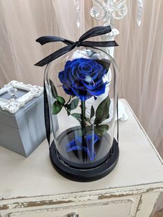 Royal Blue Quince Theme, 15 Party Ideas Quinceanera, Royal Blue Centerpieces, Blue Quinceanera Theme, Quince Centerpieces, Rose Beauty And The Beast, Rose In Glass Dome, Royal Blue Wedding Theme, Royal Blue Quince