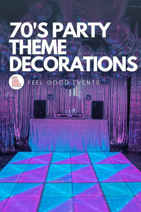 Thinking about getting your dancing shoes on and throwing a 70's inspired disco party? If you are unsure how & what to decorate your party with, Feel Good Events have provided a short step by step guide on what products and equipment we recommend. The video includes equipment such as props and decor items, draping and lighting options, dance floors, furniture, and audiovisual products, all of which can be used to create an awesome 70's Disco Party. 70s Party Theme Decorations, Disco Party Decorations 70s, Disco Gala, Disco Theme Parties Decorations, 55th Birthday Party Ideas, Disco Theme Parties, 50s Theme Party, Soul Train Party, 50s Theme Parties