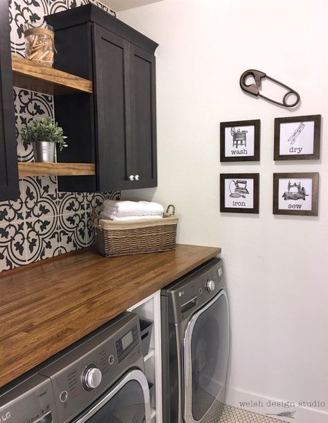 laundry room makeover after Laundry Quotes, Room Tiles Design, Laundry Room Tile, Laundry Room Storage Shelves, Small Laundry Room Organization, Room Storage Diy, Basement Laundry Room, Dream Laundry Room, Basement Laundry