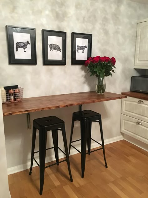 High Top Bar Table Kitchen, Kitchen Bar Add On, Breakfast Bar Against Wall, Diy Breakfast Bar, Bar Table Kitchen, Breakfast Bar Ideas, Craftsman Kitchens, Breakfast Bar Table, Kitchen Bar Table