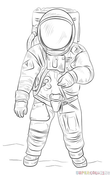 Astronaut Suit Drawing, Spacesuit Drawing, Space Suit Drawing, How To Draw An Astronaut, Astronaut Painting, Suit Drawing, Astronaut Drawing, Moon Coloring Pages, Space Drawings