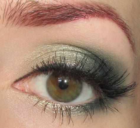 Glitter is my crack...: Champagne and Green Eye Makeup Look Gold Makeup Green Dress, Army Green Eye Makeup, Pista Green Makeup Looks, Dark Green Sparkly Makeup, Green And Sliver Makeup Looks, Green Sliver Eyeshadow, Eyeshadow For Dark Green Dress, Green Prom Eye Makeup, Dark Green And Gold Eyeshadow