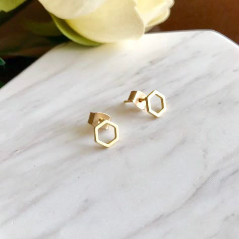 Earrings Minimalist, Gold Stud Earrings, Minimalist Earrings Studs, Rose Gold Studs, Rose Gold Jewelry, Simple Earrings, Geometric Earrings, Rose Earrings, Simple Jewelry