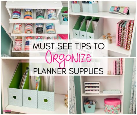 Must see tips to organize planner supplies! Mind Organization, Organize Planner, Tupperware Organizing, Pretty Office Supplies, Basic Planner, Room Organisation, Small Planner, Sticker Organization, Mom Planner