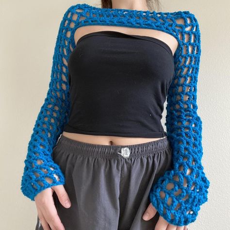 Crochet Shrug Bolero, Just Sold, Crochet Shrug, Blue Crochet, Crochet Handmade, Shawl, Lookbook, Crochet, Blue