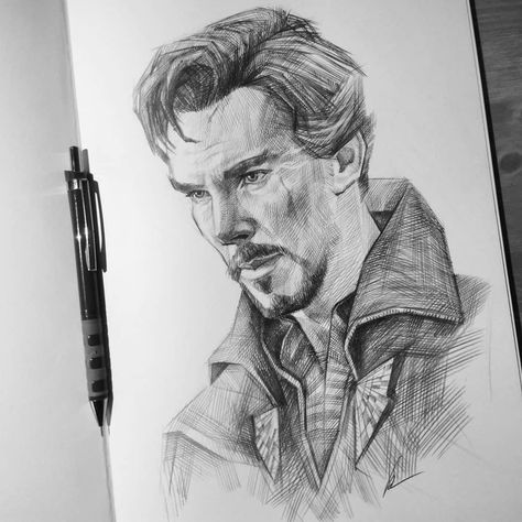 Image may contain: 1 person, drawing Marvel Drawings Pencil, Doctor Strange Drawing, Marvel Art Drawings, Avengers Drawings, Marvel Paintings, Marvel Drawings, Marvel Fan Art, Poses References, Arte Sketchbook