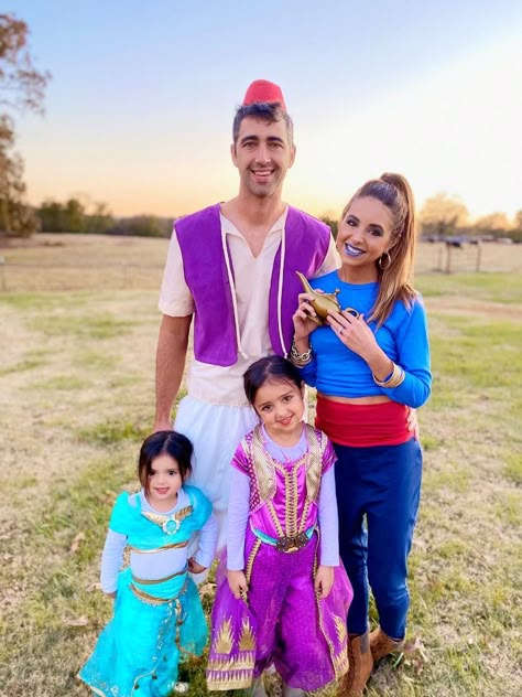 Halloween Aladdin Family, Aladdin Halloween Costumes Family, Aladdin Genie Costume For Women, Family Halloween Costumes Aladdin, Aladdin Halloween Family, Aladdin Halloween Costumes, Womens Genie Costume Aladdin, Pregnant Genie Costume, Alladin Family Costumes