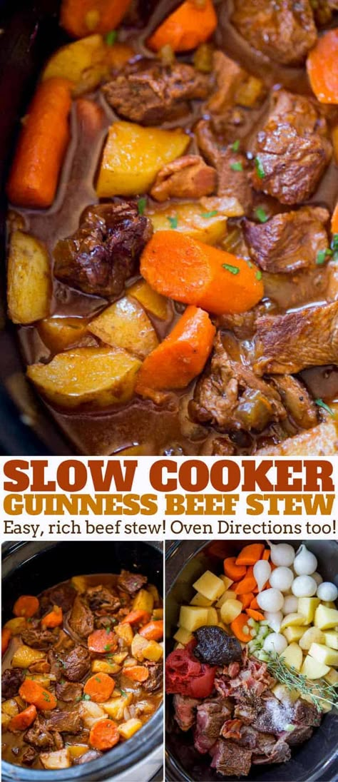 Slow Cooker Guinness Beef Stew, Guinness Beef Stew Slow Cooker, Bacon Carrots, Beef Stew Dinner, Winter Stew, Tomato Beef, Stew Crockpot, Guinness Beef Stew, Winter Stews